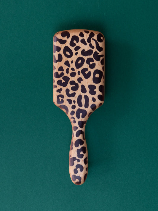 Paddlebrush aus Holz mit schwarzem Leopardenmuster
